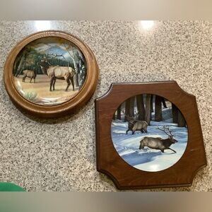 Vintage Elk Plates in Frames Artwork by Paul Krapf